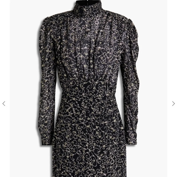 ba&sh Acia Printed Metallic Fil Coupé Georgette Mini Dress Size 2 - Picture 3 of 12